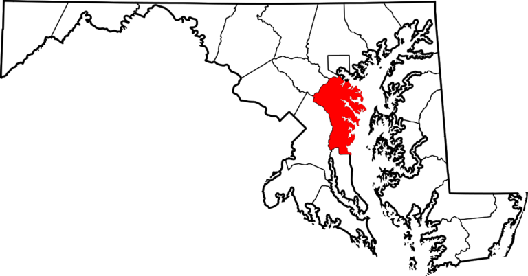Ann Arundel Count, MD highlighted in red on a map