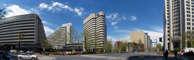 downtown street and buildings in bethesda maryland