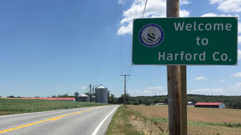 road sign that says welcome to harford co.