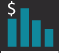 blue bar graph icon with dollar sign symbol 