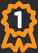 orange number one award ribbon icon 