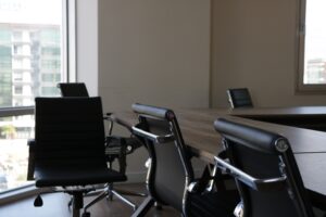 chairs in a conference room in an office