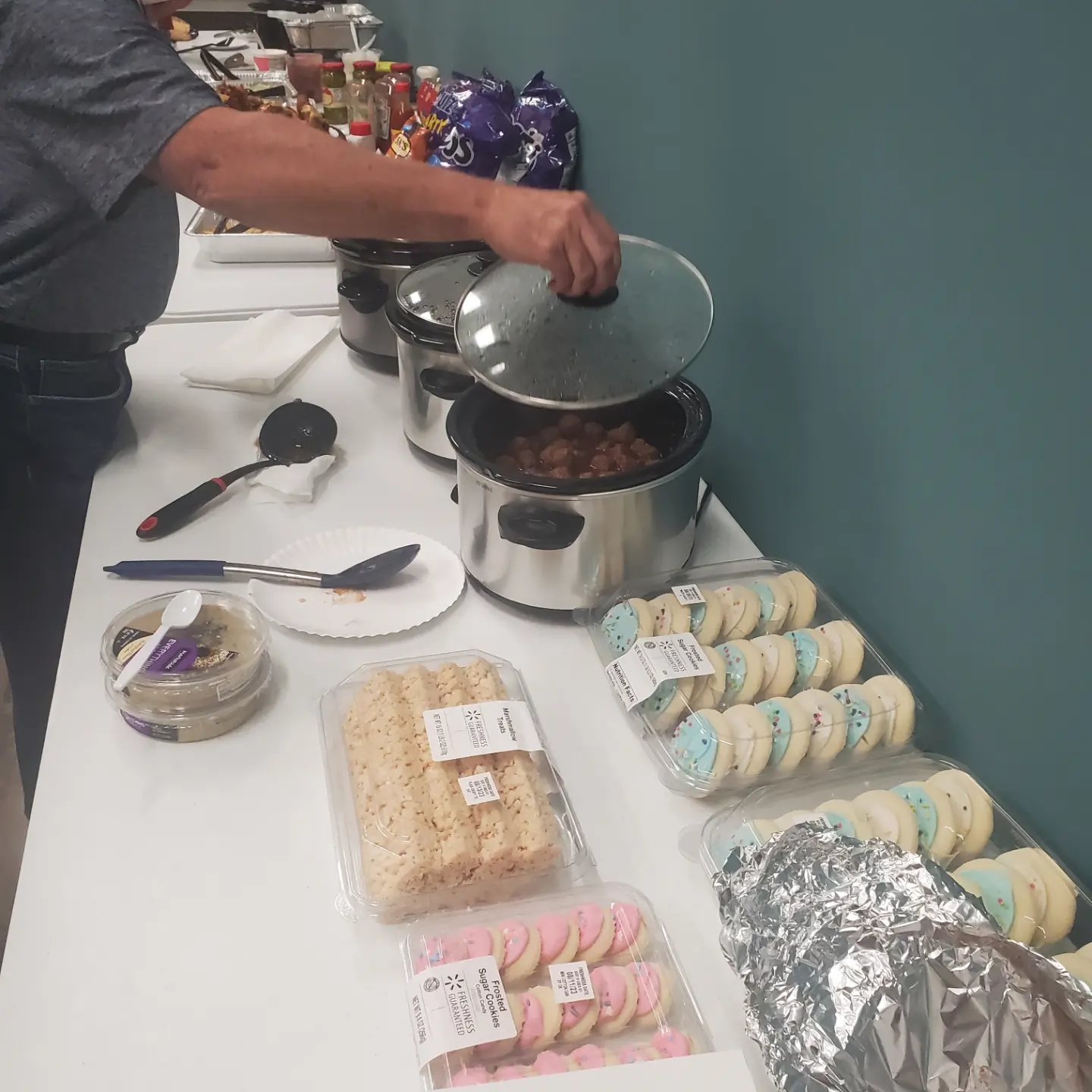 A table with a buffet setup