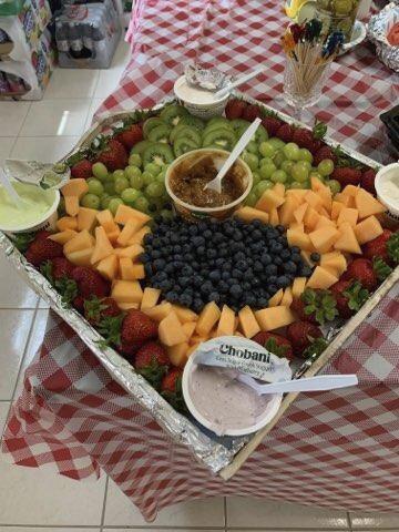 a large plate of fruit