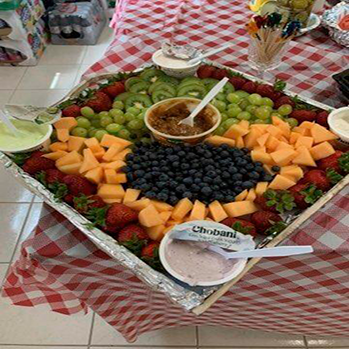 a large plate of fruit