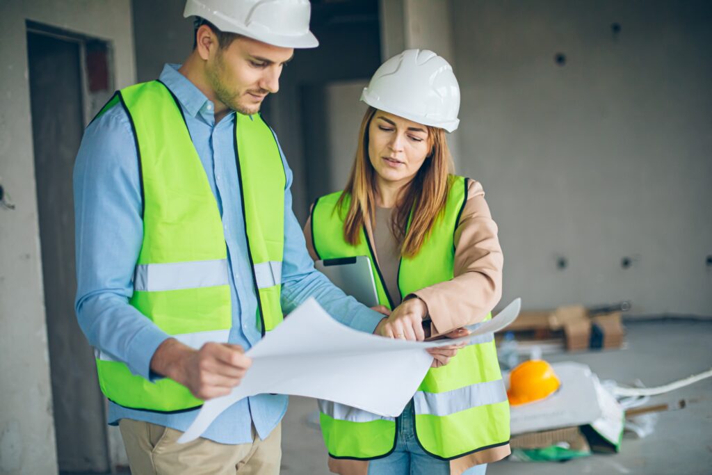 Construction managers talking